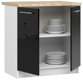 Kuchyňská skříňka Olivie S 80 cm 2D bílá/černý lesk/dub sonoma