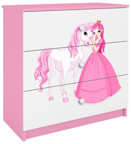 Komoda Babydreams 80 cm princezná a poník ružová