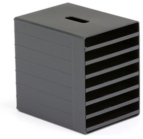 Zásuvkový box na triedenie dokumentov, 7 priehradok, čierny