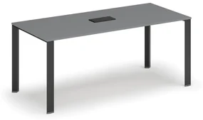 Stôl PRIMO INFINITY 1800 x 900 x 750, grafit + stolná zásuvka TYP IV, čierna