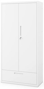 Kovová skriňa MEGAN – biela, jednoduchá zásuvka, 185 cm