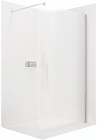 CERANO - Sprchová zástena Walk-in Onyx Ľ/P - guľatá vzpera - chróm, ryhované sklo - 50x200 cm, CER-CER-8050BD323