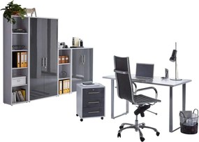 XXXLutz KANCELÁRIA, sivá, antracitová s vysokým leskom, MID.YOU - Kancelárske regály - 001067009704