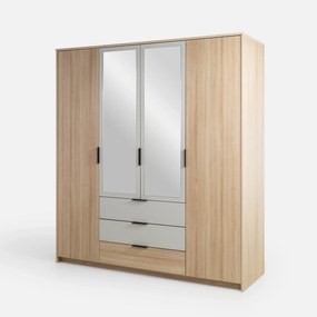 Šatní skříň Ryga 02 187 cm dub Riva/šedá