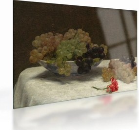 Sklenený obraz - Henri Fantin-Latour, Still Life with Grapes and a Carnation, reprodukcia (70x50 cm)
