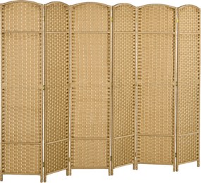 HOMCOM 6 Panelový 240 x 170 cm Bambusový Paraván Skladací Screen pre Obývaciu Izbu Prírodný | Aosom