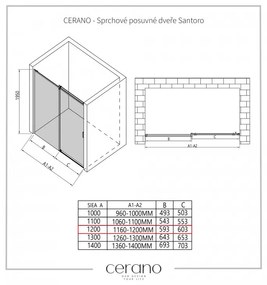 Cerano Lantono, posuvné dvere do otvoru 120x195 cm, 6mm číre sklo, čierny profil, CER-CER-429736