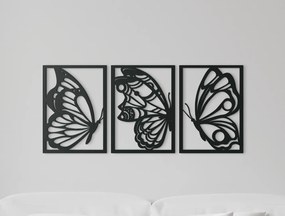 drevko 3-dielny obraz na stenu Motýle Rozmer obrazu: 28,5 x 65 cm, Farba dekorácie: Čierna