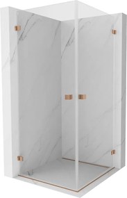 Mexen Lunar-B Duo výklopný sprchový kút 80 x 80 cm, číre sklo, medená matná, 832-080L-080P-65-00