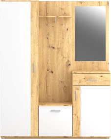 Předsíňová stěna Trio se zrcadlem 145 cm dub Artisan/bílá