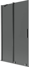 Mexen Velar, 2-krídlová posuvná vaňová zástena 100 x 150 cm, 8mm šedé sklo, grafit brúsený, 896-100-000-41-66