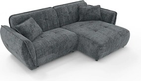 Tmavosivá ženilková rohová pohovka (pravý roh/s leňoškou) Nelia – Ropez