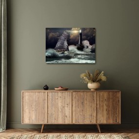 Obraz - Loď plávajúca cez búrlivé vlny (70x50 cm)