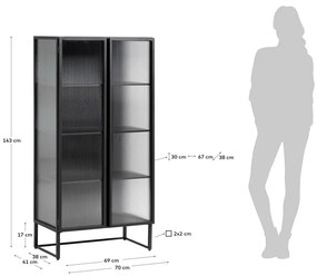 Čierna oceľová vitrína 70x143x41 cm Trixie – Kave Home