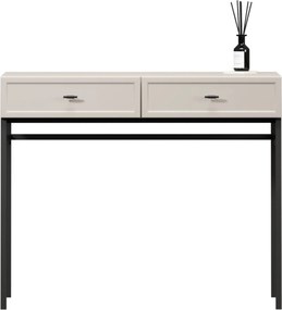 Konzola / toaletný stolík Lorini 100 cm - kašmírová / čierne úchytky T