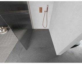 Mexen Kioto, sprchová zástena Walk-In 70 x 200 cm, 8mm sklo s rebrovým vzorom, medený matný profil, 800-070-101-65-09