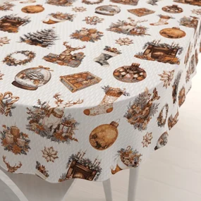 Biante Bavlnený oválny obrus Sandra SA-543 Vianočná atmosféra 80x120 cm
