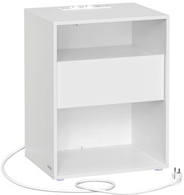 Noční stolek Vasagle Adar s nabíjecí stanicí bílý