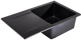 Sink Quality Ferrum, kuchynský granitový drez 770x450x190 mm + sifón, čierna škvrnitá-BROCADE, SKQ-FER.B.1KDO.X