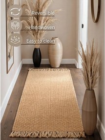 Obojstranný/ručne tkaný jutový behúň v prírodnej farbe 80x300 cm Fjord – Hanse Home