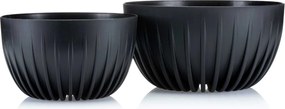 PLASTOVÝ KVETINÁČ STRIPPED ECO SADA 2KS 16X30 CM+15X24 CM ČIERNA