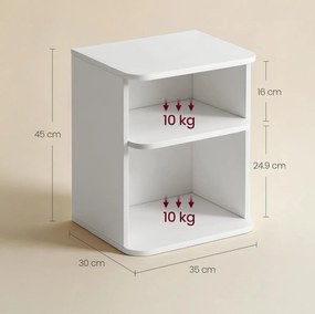 Noční stolek Vasagle Ilja 35 cm bílý