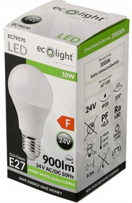 ECOLIGHT LED žiarovka E27 10W 24V - teplá biela