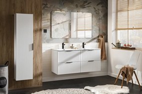 Koupelnová sestava Casad se zápustnými umyvadly, skříňkami a zrcadly 120 cm bílá/černá