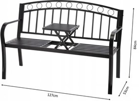 Záhradná lavička s rozkladacím stolíkom 127 x 53 x 84 cm