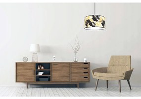 Závesné svietidlo Gold Flowers, 1x biele textilné tienidlo s kvetinovým vzorom, (výber z 2 farieb konštrukcie), (fi 40cm)