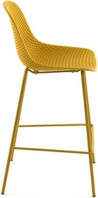 Okrovožltá kovová/plastová záhradná barová stolička Quinby – Kave Home