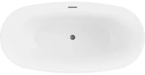 Mexen Eris, voľne stojaca vaňa 155 x 80 cm, biela-čierna, brúsený grafit prepad, 53441558075-95