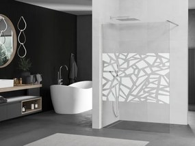 Mexen Kioto, sprchová zástena Walk-In 100 x 200 cm, 8mm číre sklo biely vzor, brúsená oceľ profil, 800-100-101-97-85
