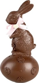 Dekorácia čokoládový králik na vajíčku s mašľou - 12*10*25 cm