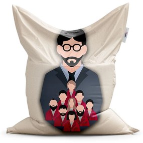 Sablio Sedací vak Money heist Profesor a jeho tím Béžová - 200x140 cm