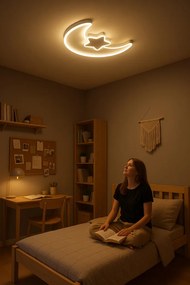 IKO LED stropná lampa s diaľkovým ovládačom – Mesiac s hviezdou