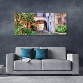 Obraz plexi Aleje kvety domy rastlina 125x50 cm