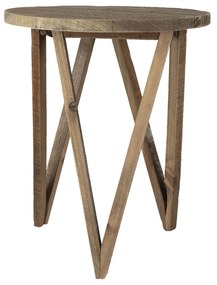 Drevený dekoračný antik stolík na kvetinu - Ø 30*36 cm