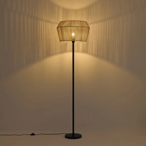 Stojaca lampa čierna s béžovým tienidlom z papierového lana 50/50/30 - Simplo