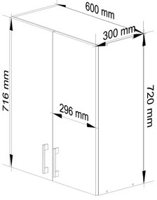 Horná kuchynská skrinka LIMA W60 /720/ biela / dub sonoma