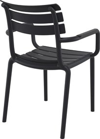 PARIS záhradná stolička s podrúčkami black