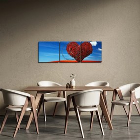 Obraz - Srdce zo stromu (s hodinami) (90x30 cm)