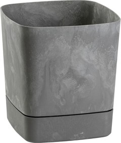 PLASTOVÝ KVETINÁČ CUBI 19X21 CM IMITÁCIA BETÓNU SIVÁ