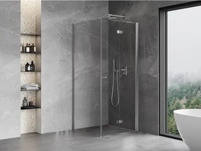 Mexen Mist-F T, 1-krídlový skladací sprchový kút pravý 110 x 110 cm, číre sklo, chrómový profil, 8A6T-110-110-01-00-P