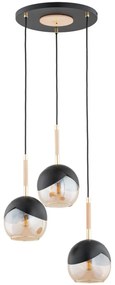 Luster na lanku MILTONA 3xE27/60W/230V čierna/béžová