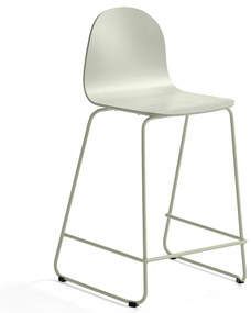 Barová stolička GANDER, s klzákmi, výška sedu 630 mm, lakovaná, zelenošedá
