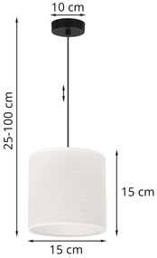 Závesné svietidlo Juta, 1x biele jutové tienidlo, (fi 15cm), b