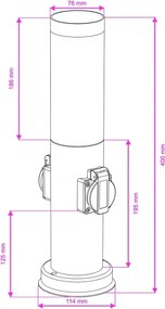 Brilagi - Vonkajšia lampa s 2 zásuvkami SCHUKO NOVA 1xE27/15W/230V 40 cm IP44 hnedá
