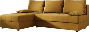 Rozkladacia obojstranná sedacia súprava do L VENORIA SLIM 200x143 cm, horčicová + 2 vankúšiky ZDARMA