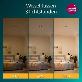 Philips – sada 3 ks stmievateľných podhľadových svietidiel CILANTRO LED, 5 W, 230 V, 2700 K, čierna